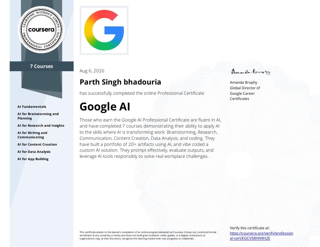 Google AI Professional Certificate